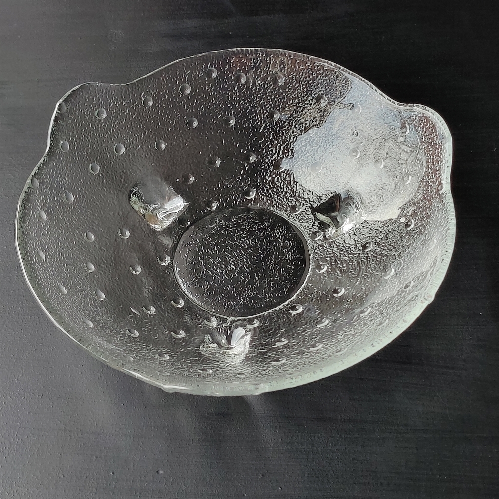 Hobnail, pressed glass | MCM style footed bowl